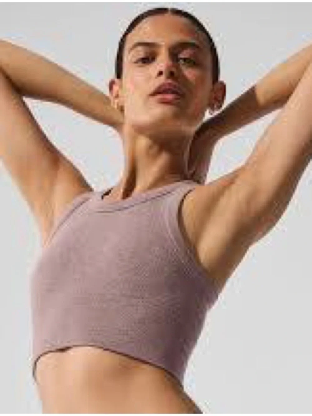 Ribbed Cropped high neck bra Top in Dusty pink